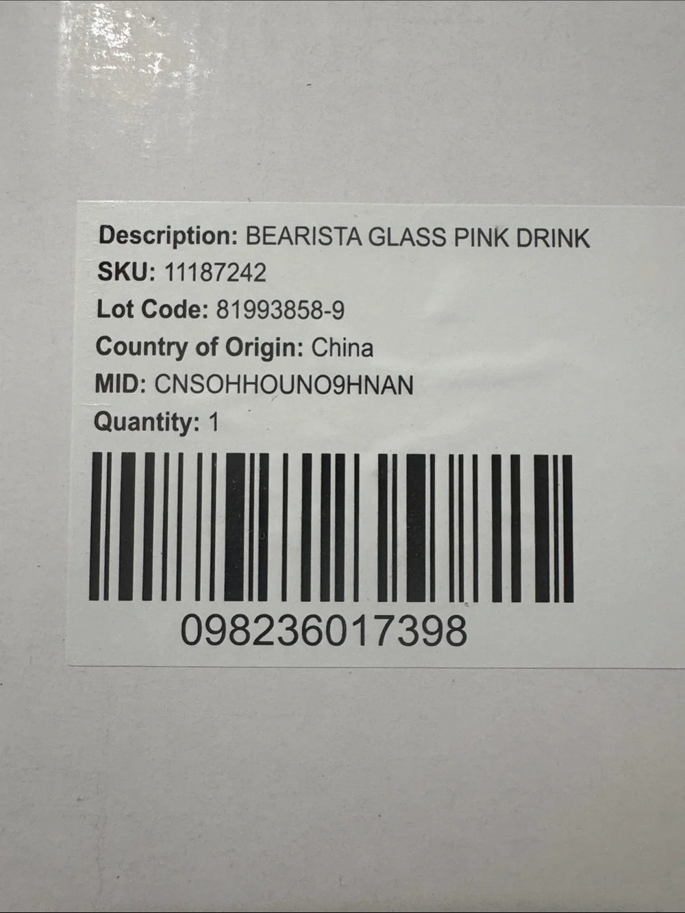 Starbucks Clear Bear Kids Cup with Pink-White Cap and Strawberry Top Straw